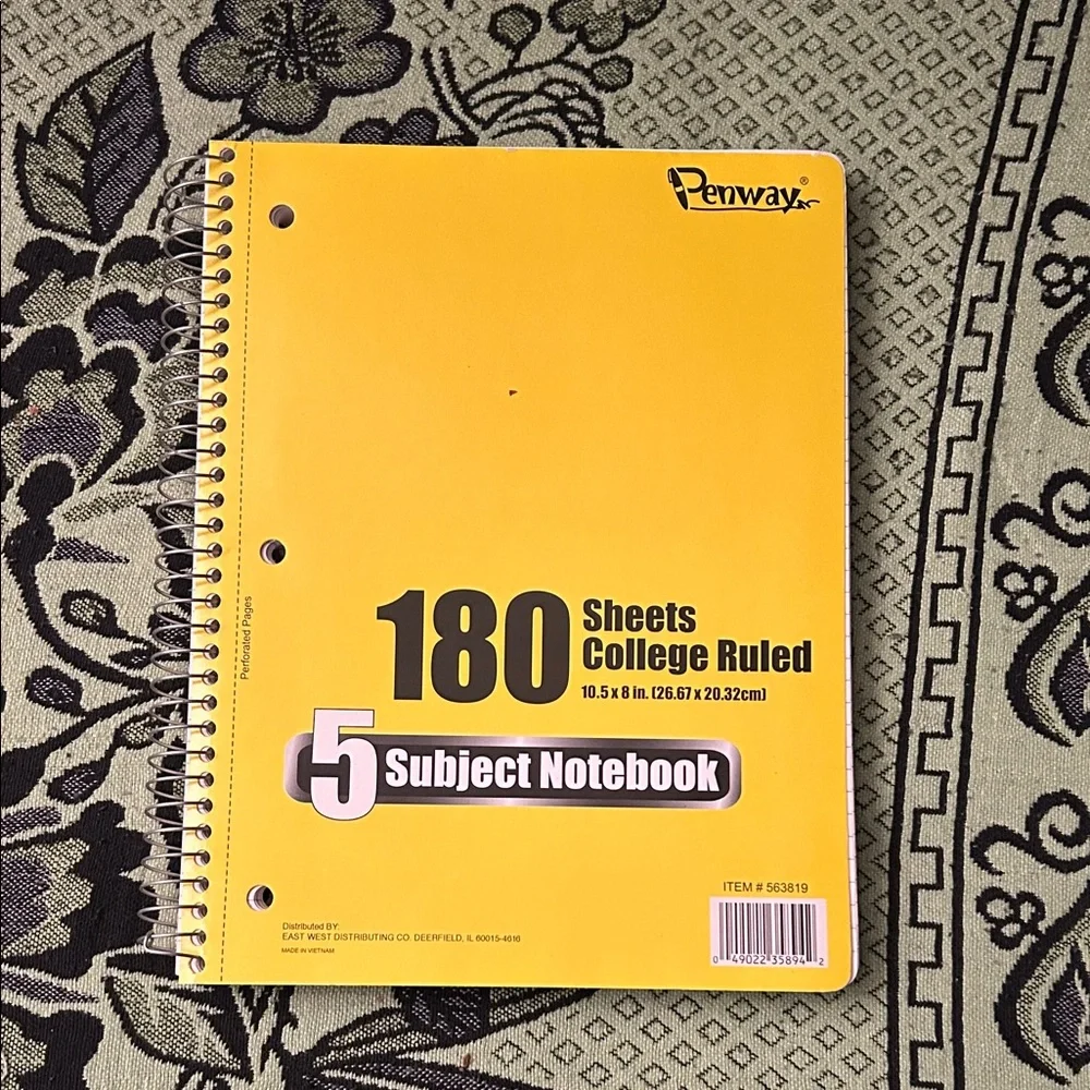 Yellow 5-Subject Notebook